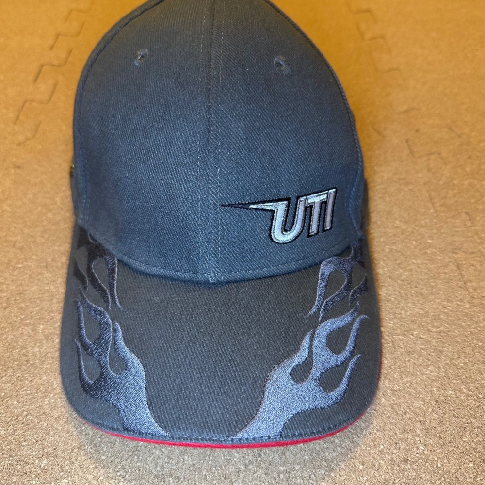 Cintas UTI Hat Mens OSFA Gray Universal Technical Institute Hot Rod Flame Cap